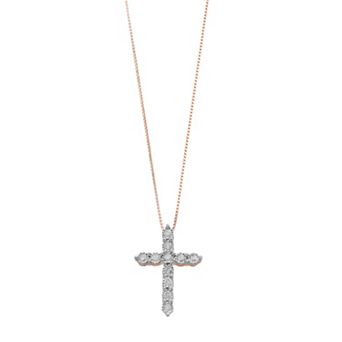 Sterling Silver 1/3 Carat T.W. Diamond Cross Pendant Necklace