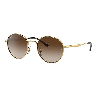 Ray-Ban RB3681 Gold Round Sunglasses Unisex Ray-Ban RB3681 S (50 - 20) with Brown lenses and Gold frame  main image 2
