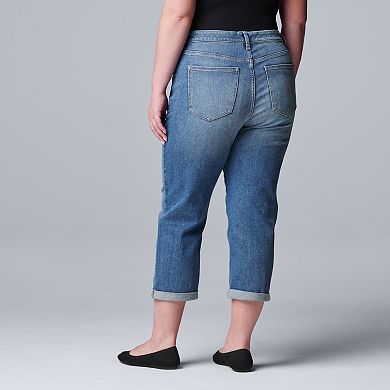 Plus Size Simply Vera Vera Wang Relaxed Boyfriend Crop Jeans
