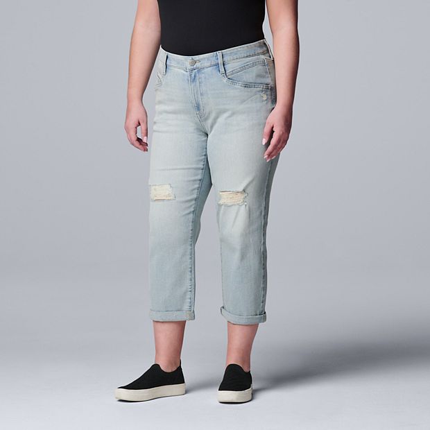 Plus Size Simply Vera Vera Wang Relaxed Boyfriend Crop Jeans