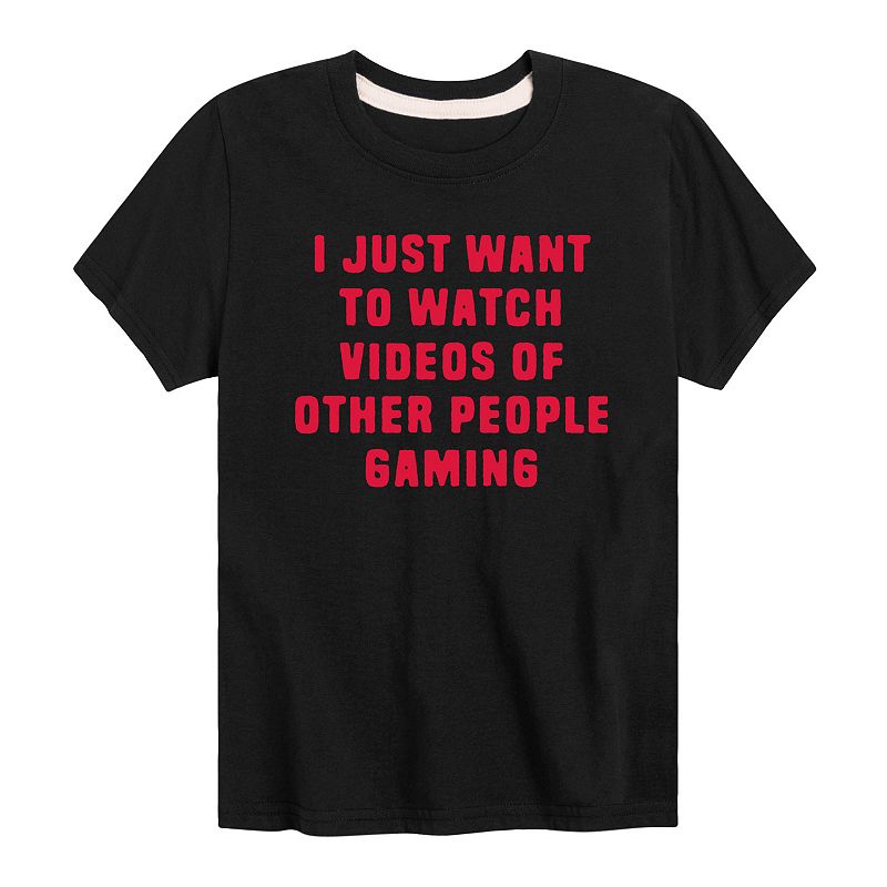 Boys 8-20 Watch Videos Graphic Tee, Boy's, Size: XL, Black
