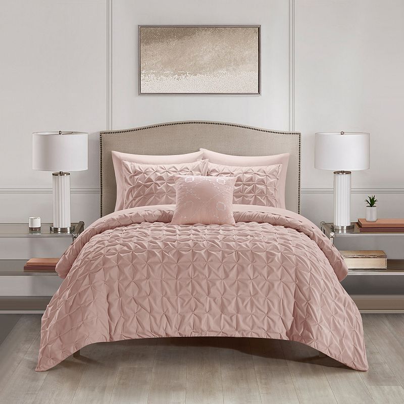 Chic Home Mercer Comforter Set with Coordinating Throw Pillows, Pink, King