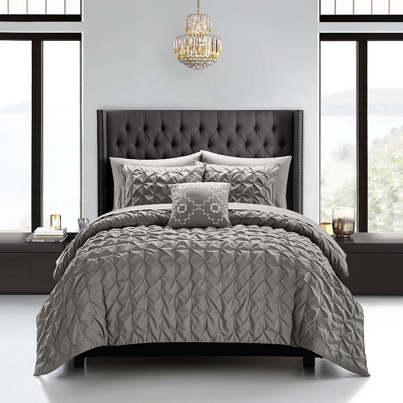 Chic Home Mercer Comforter Set with Coordinating Throw Pillows, Grey, Twin