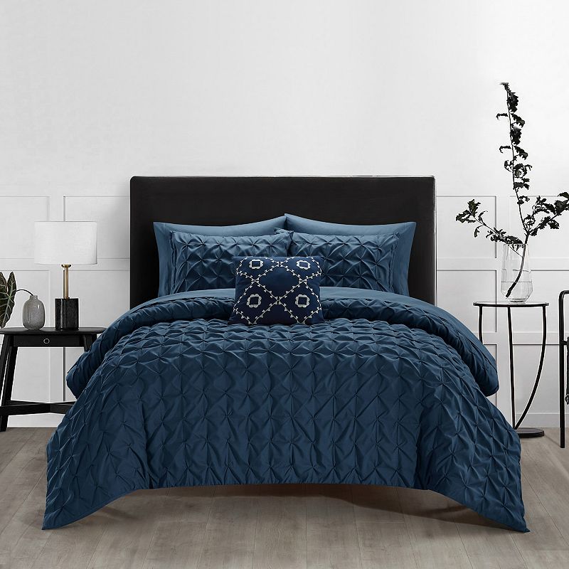 Chic Home Mercer Comforter Set with Coordinating Throw Pillows, Blue, Queen