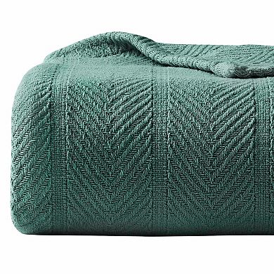 Eddie Bauer Herringbone Green Blanket