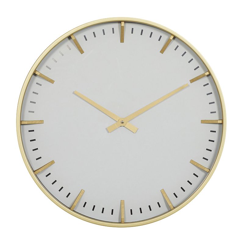 CosmoLiving by Cosmopolitan Gold Finish Wall Clock, White