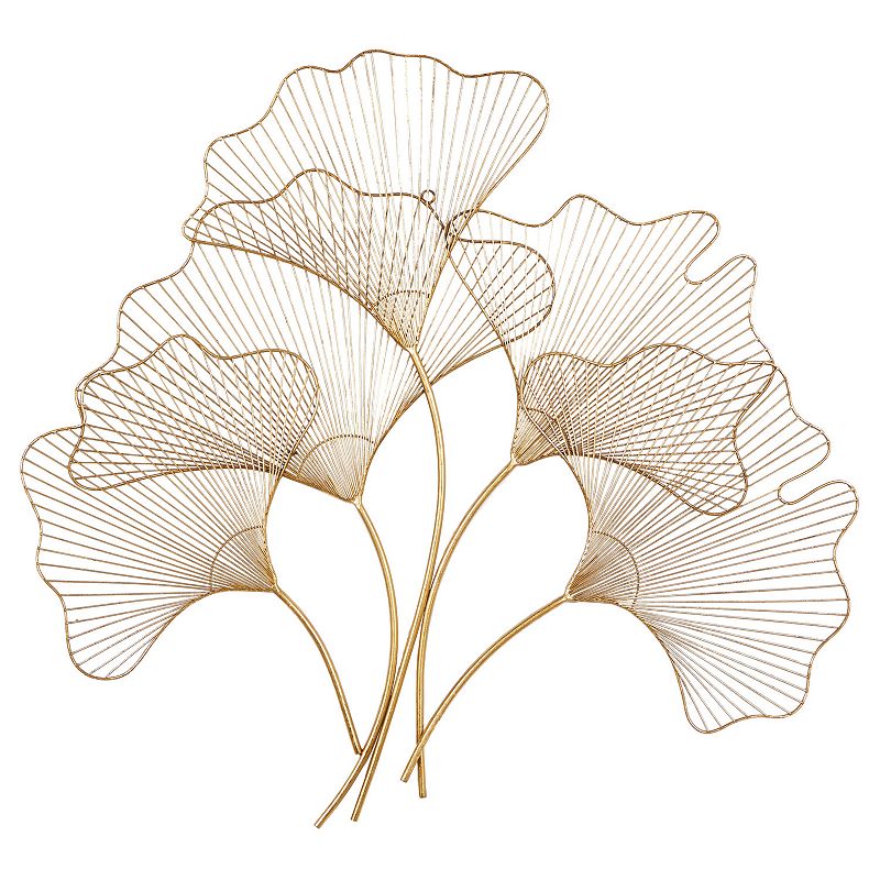 CosmoLiving by Cosmopolitan Ginkgo Leaves Wall Decor, Gold
