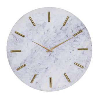 CosmoLiving by Cosmopolitan Marble Gold Finish Wall Clock