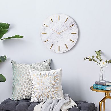 CosmoLiving by Cosmopolitan Marble Gold Finish Wall Clock