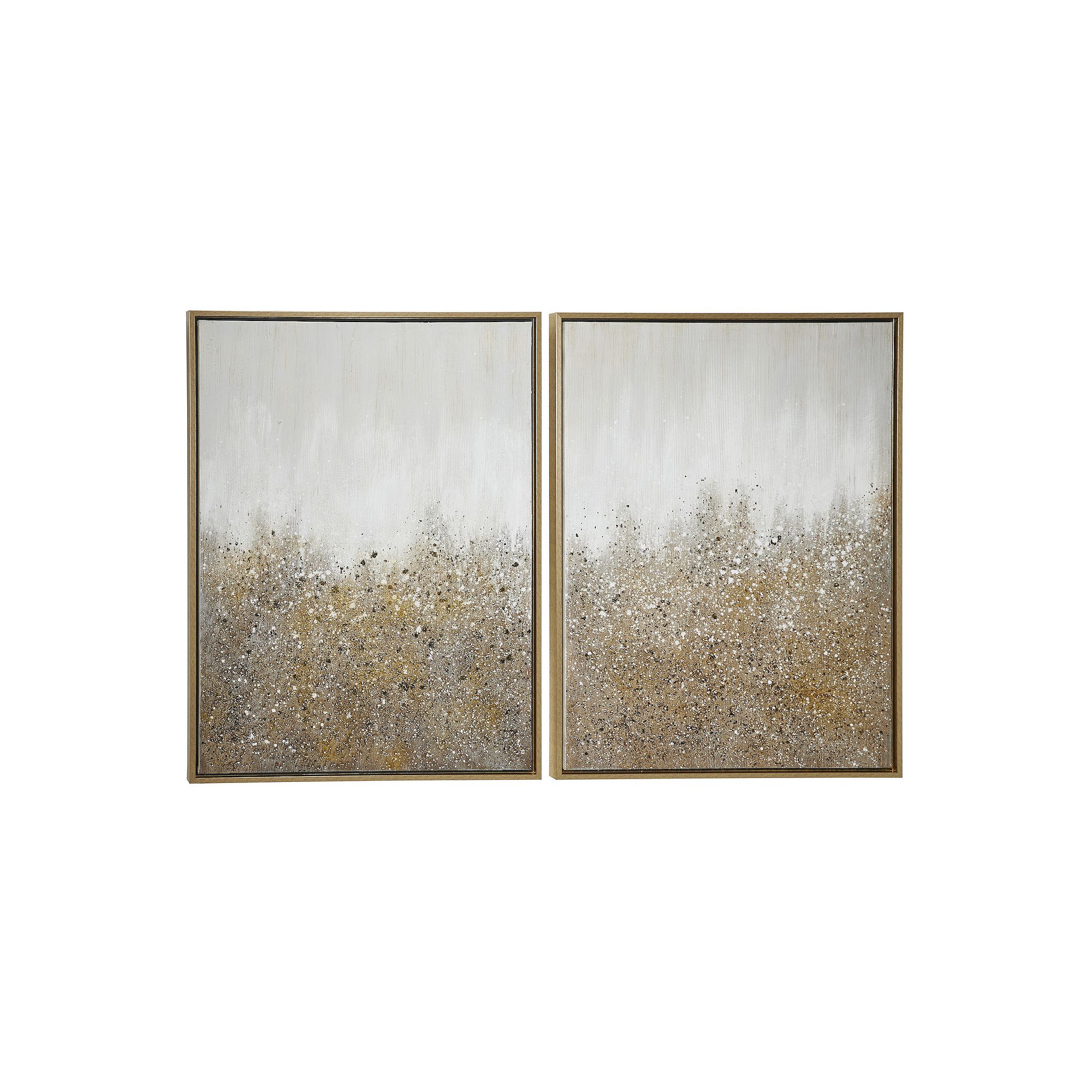 CosmoLiving by Cosmopolitan Glitter Abstract Wall Art 2-piece Set, Gold