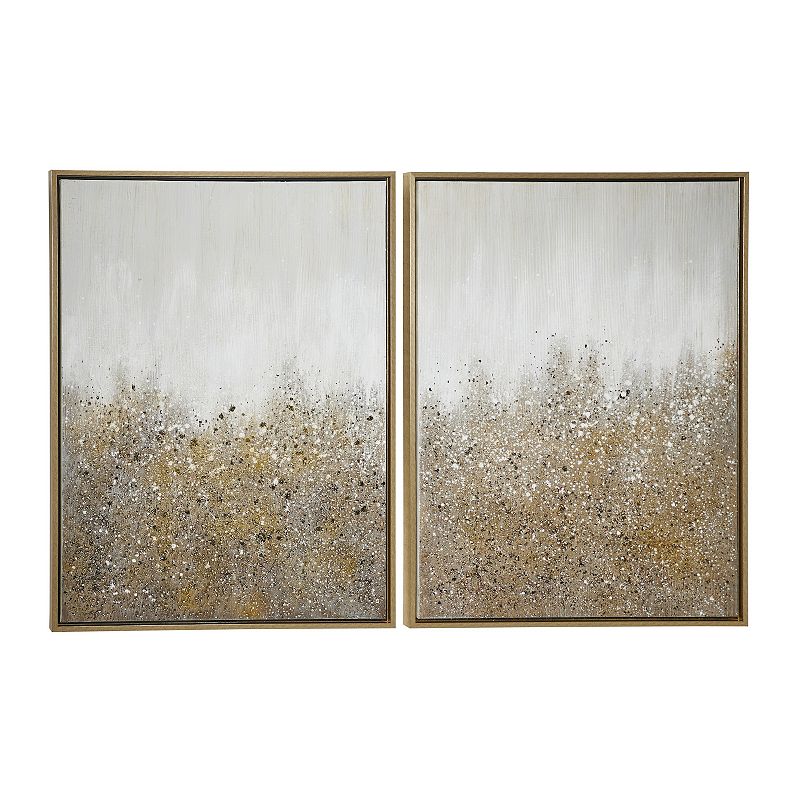 CosmoLiving by Cosmopolitan Glitter Abstract Wall Art 2-piece Set, Gold