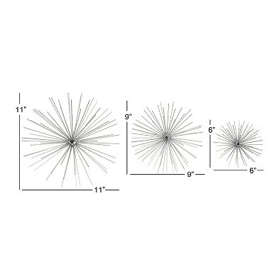 CosmoLiving by Cosmopolitan Sunburst Silver Finish Wall Decor 3-piece Set