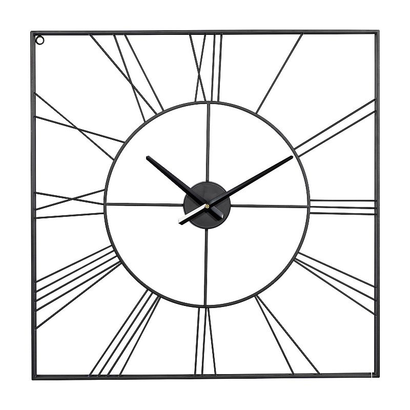 CosmoLiving by Cosmopolitan Industrial Square Wall Clock, Black