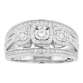 Sterling Silver 1/2 Carat T.W. Diamond 3-Stone Ring