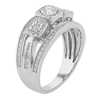Sterling Silver 1/2 Carat T.W. Diamond 3-Stone Ring