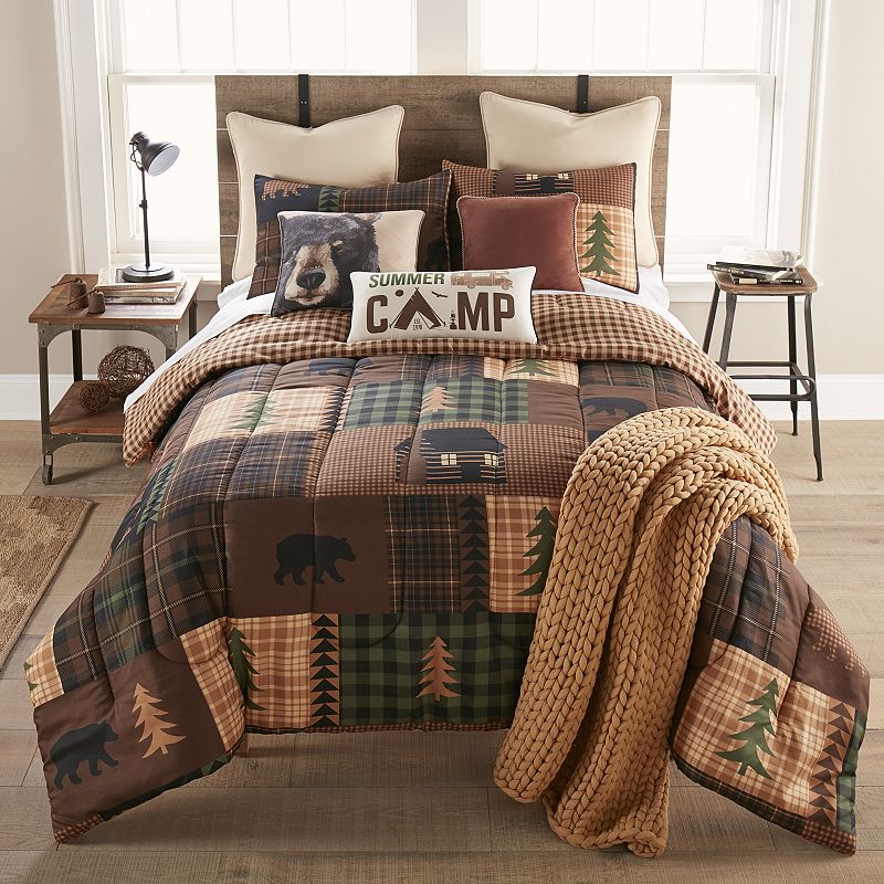Brown Bear Cabin 3 PC Queen Comforter Set by Donna Sharp- Lodge Polyester Quilt Set with Queen Quilt and Two Standard Pillowcases