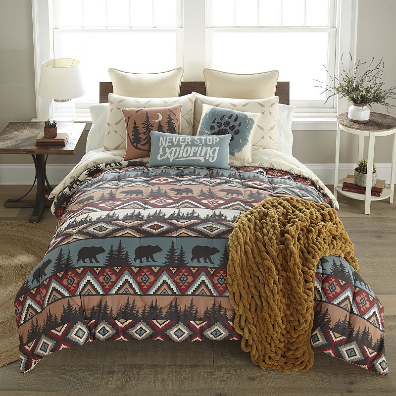 Donna Sharp Bear Totem Comforter Set with Shams, Multicolor, King