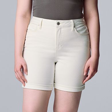 Women's Simply Vera Vera Wang High-Waisted 7" Bermuda Denim Shorts