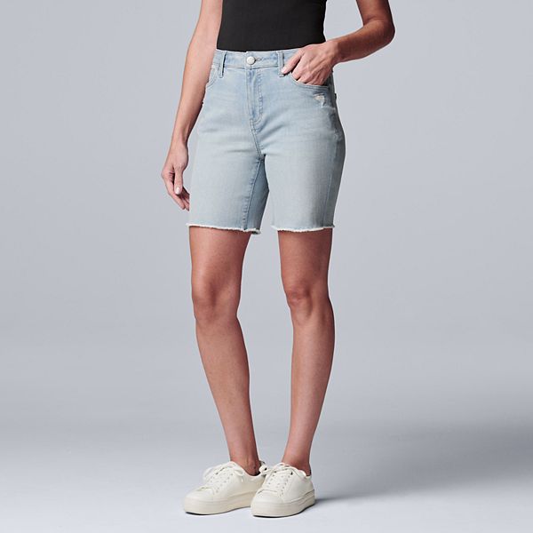 Women S Simply Vera Vera Wang High Waisted 7 Bermuda Denim Shorts