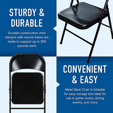 Plastic Development Group Commercial Party Heavy Duty Steel Folding Chair, Black