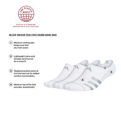 Men's adidas 3-pack Superlite Stripe 3 Super No-Show Socks