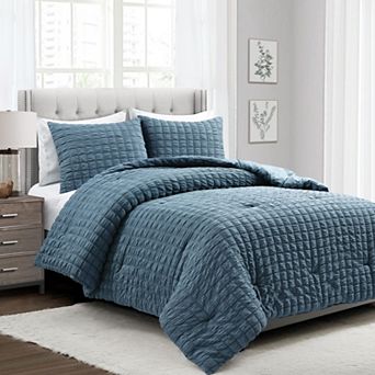 Lush Decor Crinkle Textured Dobby Comforter Set with Shams