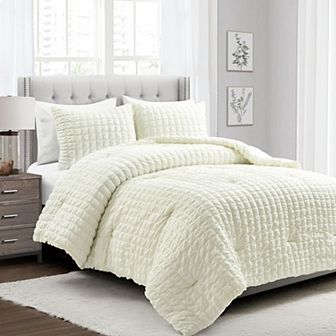 Lush Decor Crinkle Textured Dobby Comforter Set with Shams