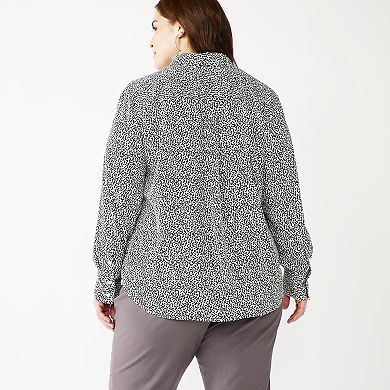 Plus Size Nine West Drapey Button Down Shirt