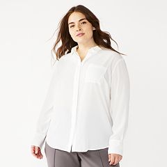Calvin Klein Women's Plus Size Non-Iron-Knit Combo-Shirt, Birch