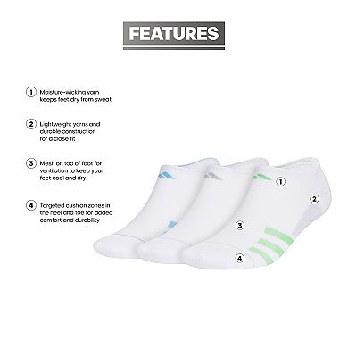 Men's adidas 3-pack Superlite Stripe 3 No-Show Socks