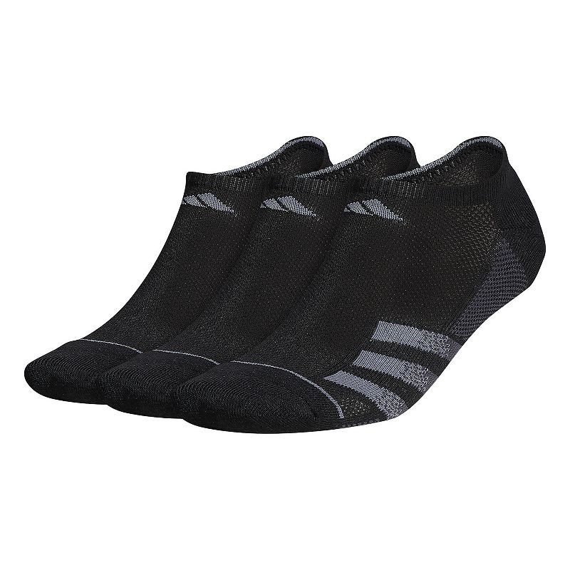 Mens adidas 3-pack Superlite Stripe 3 No-Show Socks, Size: 6-12, Black