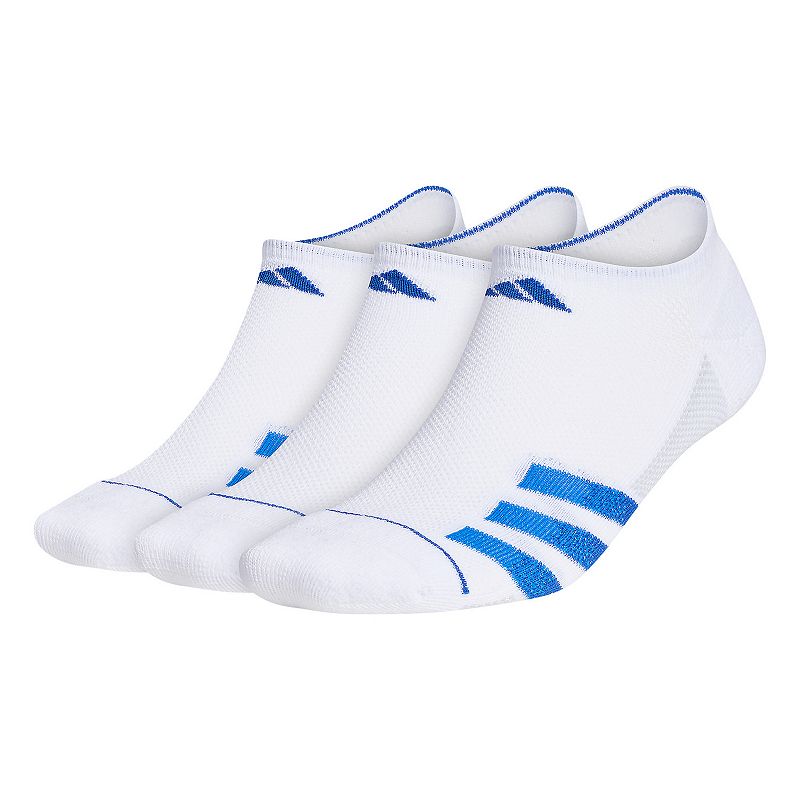 Mens adidas 3-pack Superlite Stripe 3 No-Show Socks, Size: 6-12, White