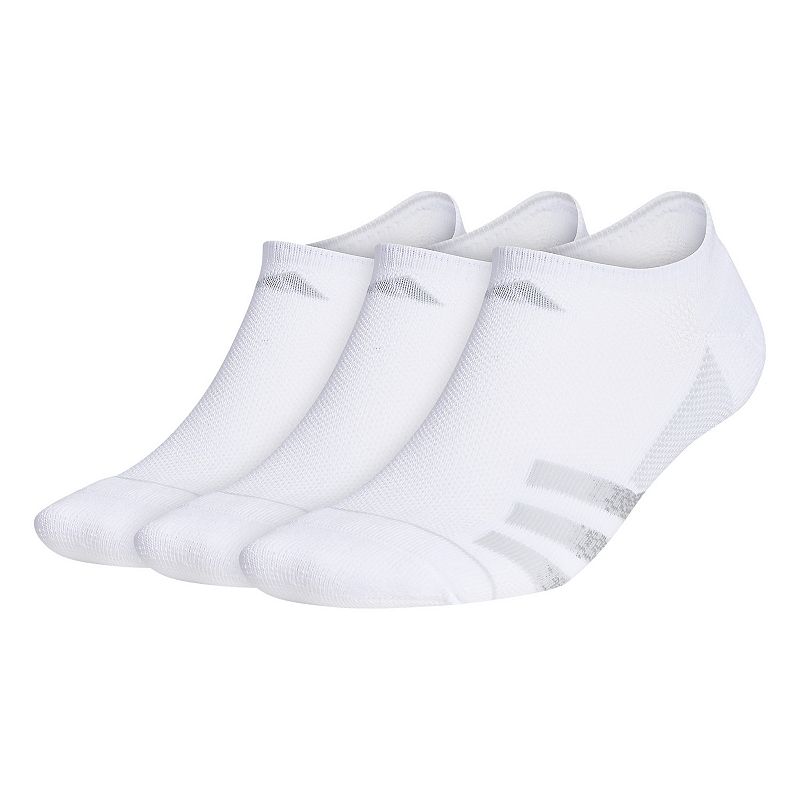 Mens adidas 3-pack Superlite Stripe 3 No-Show Socks, Size: 6-12, White