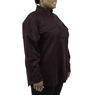 Plus Size Fleet Street Faux-Suede Shacket