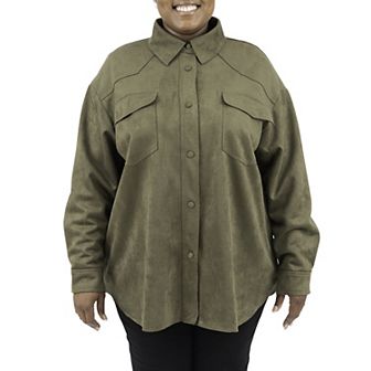 Plus Size Fleet Street Faux-Suede Shacket
