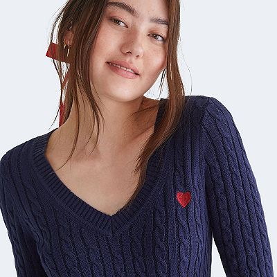 T-shirt rayé col V femme MARINE