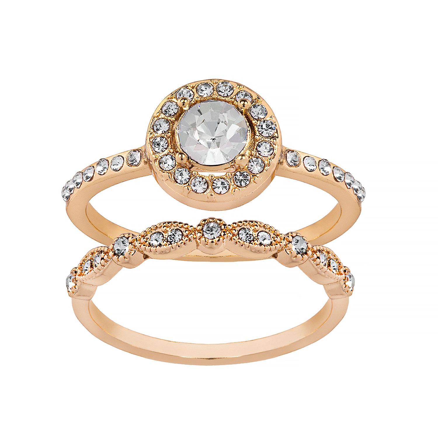 Image for LC Lauren Conrad Gold Tone Halo & Band Rings Set at Kohl's.