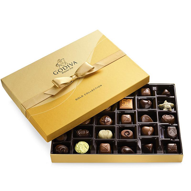Godiva 36-Piece Assorted Chocolate Gold Gift Box, Multicolor