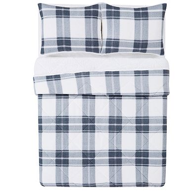 Cannon Cozy Teddy Plaid Comforter Set with Shams