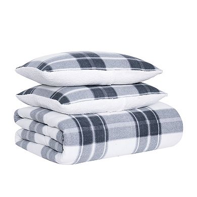 Cannon Cozy Teddy Plaid Comforter Set with Shams