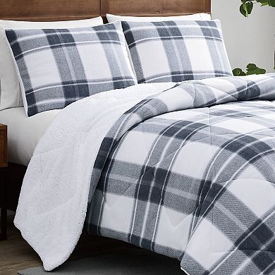 Cannon Cozy Teddy Plaid Comforter Set with Shams