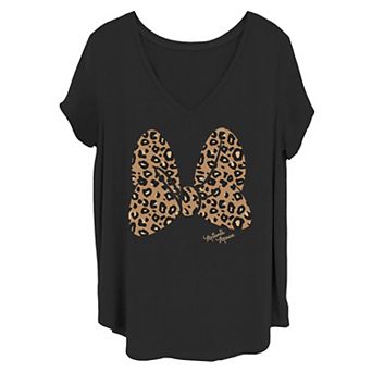 Disney's Mickey & Minnie Mouse Juniors' Plus Animal Print Bow Tee
