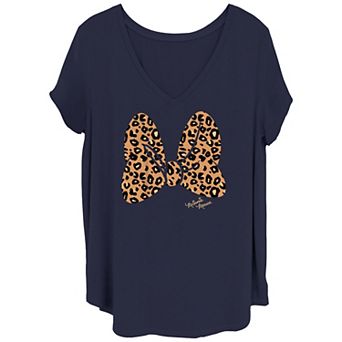 Disney's Mickey & Minnie Mouse Juniors' Plus Animal Print Bow Tee