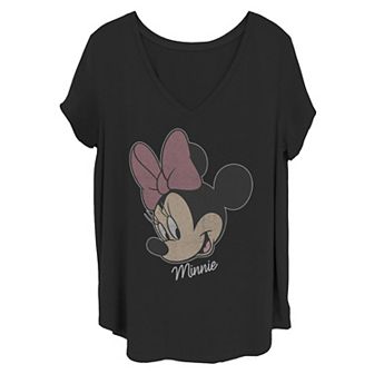 Disney's Mickey Minnie Juniors' Plus Big Face Distressed Tee