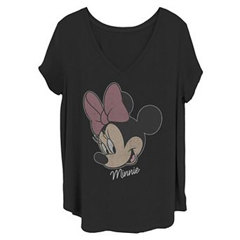 Disney's Mickey Minnie Juniors' Plus Big Face Distressed Tee