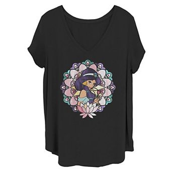 Juniors' Plus Disney Aladdin Jasmine Stained Glass Lotus Tee