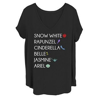 Juniors' Plus Disney Princess Six Princesses Names & Symbols Tee