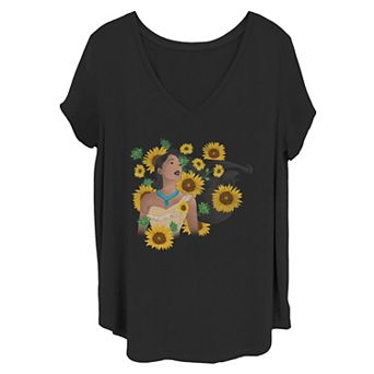 Juniors' Plus Disney Pocahontas Sunflower Floral Portrait Tee