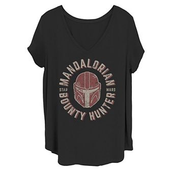 Juniors' Plus Size Star Wars The Mandalorian Helmet Stamp Tee