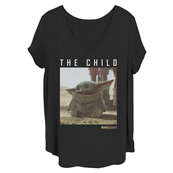Juniors' Plus Size Star Wars The Mandalorian The Child Long Ears Photo Tee